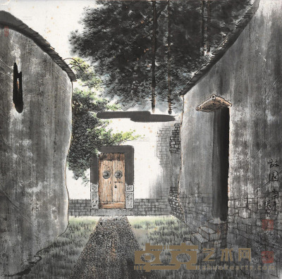 张振声 庚午（1990）年作 故园 镜片 68×68cm