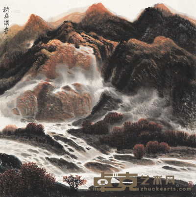 许钦松 丁丑（1997）年作 秋谷溪音 镜片 68×68cm