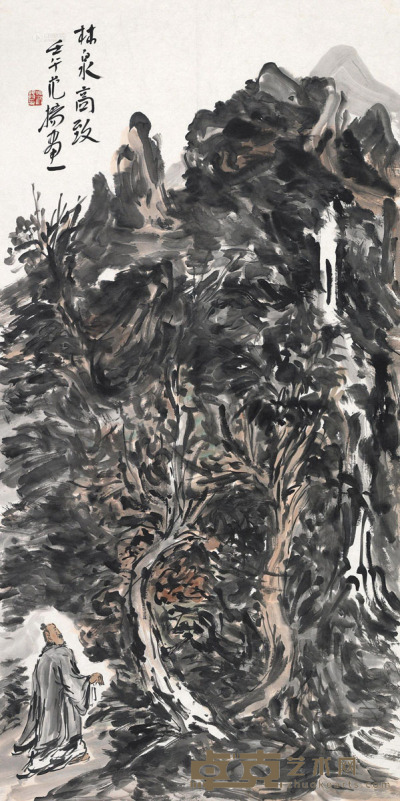 范扬 壬午（2002）年作 林泉高致 镜片 136×68cm