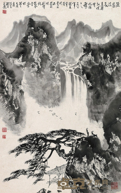 张登堂 刘宝纯 于阳春 1987年作 源远流长 镜片 84×53cm
