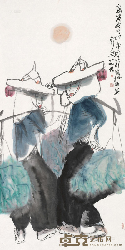 郭全忠 己卯（1999）年作 惠安女 镜片 138×69cm