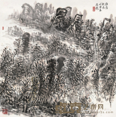 崔振宽 戊寅（1998）年作 雁荡秋色 镜片 68×69.5cm