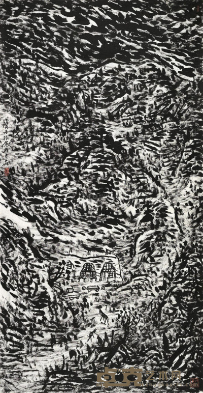 崔振宽 戊寅（1998）年作 山水 镜片 137×70cm