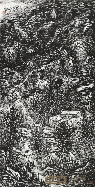 崔振宽 戊寅（1998）年作 山水 镜片 137×70cm