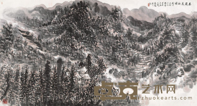 崔振宽 己卯（1999）年作 秦岭高秋 镜片 96×177cm