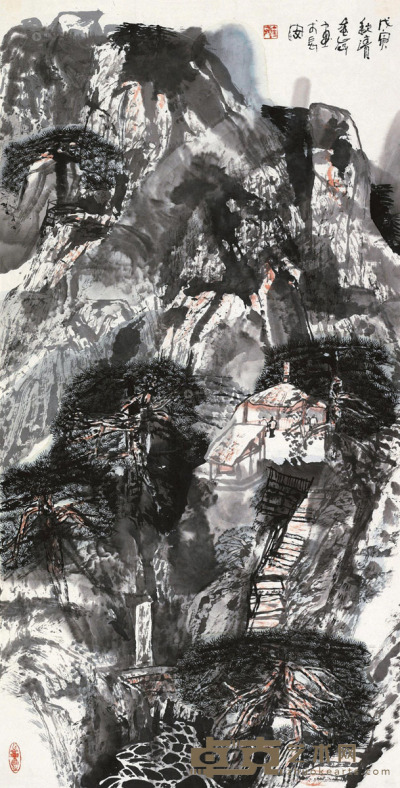 王金岭 戊寅（1998）年作 山水 镜片 137×70cm