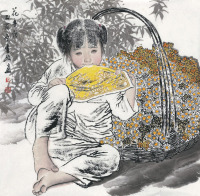 王有政 乙酉（2005）年作 花手帕 镜片