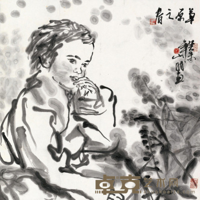 吴山明 癸未（2003）年作 草原之春 镜片 68×69cm