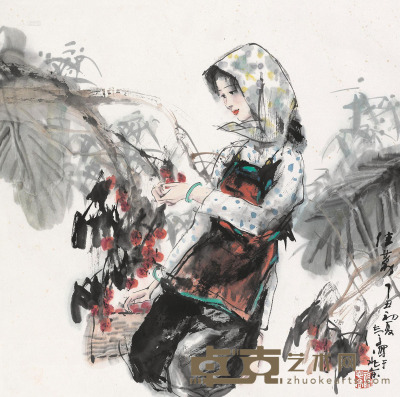 谢志高 丁丑（1997）年作 佳荔 镜片 66×68cm