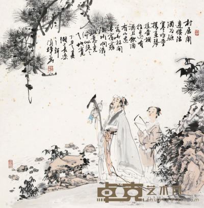 刘国辉 丁丑（1997）年作 古诗意图 镜片 68×68cm