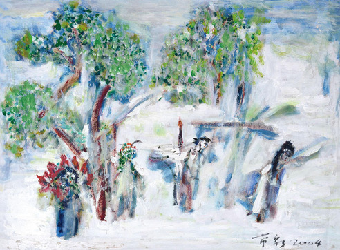 庞希泉 雪地上的戏曲人物