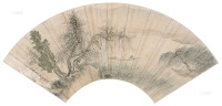 许维崧 乙酉（1705）年作 柳荫垂钓 扇面