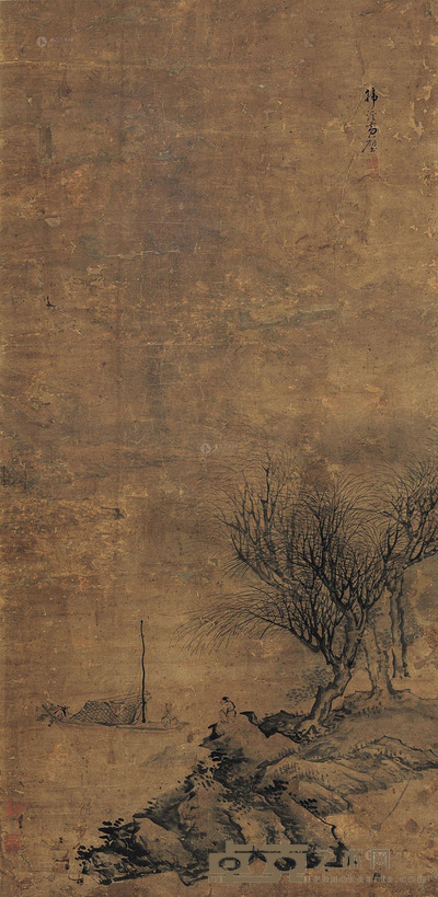 黄璧 柳岸话别 立轴 124×59cm