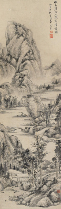 奚冈 癸丑（1793）年作 溪亭清话 立轴