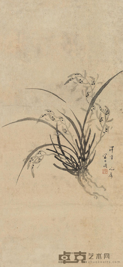 梁九图 兰花 立轴 73×33.5cm