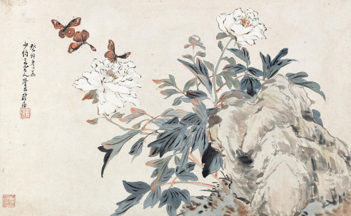 居廉 癸卯（1903）年作 花蝶图 镜片