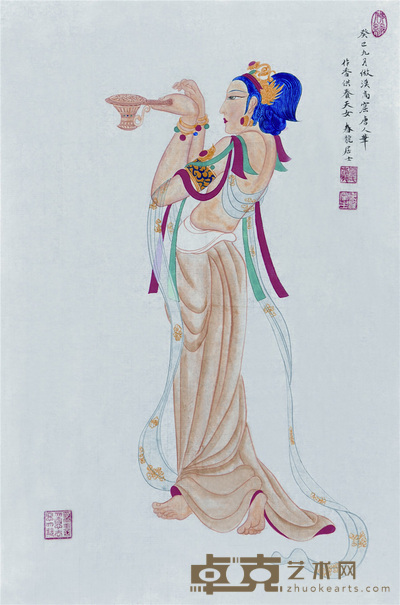 春龙居士 天女 68×45cm 约: 2.8平尺