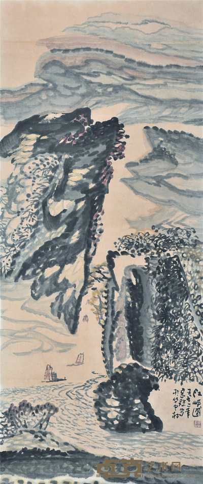 吴良发 江峡图 164.5×60.5cm 约: 9平尺