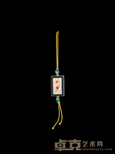 嵌螺钿牙雕大吉牌 长:4cm 宽:2.5cm
