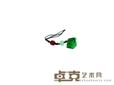 翡翠雕兽钮印章 高:1.9cm