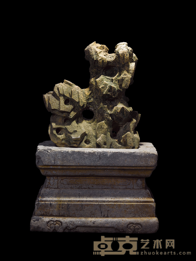 赏石连白石须弥座 高:87cm