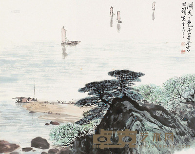 卢星堂 湖天一色 镜片 45×56cm