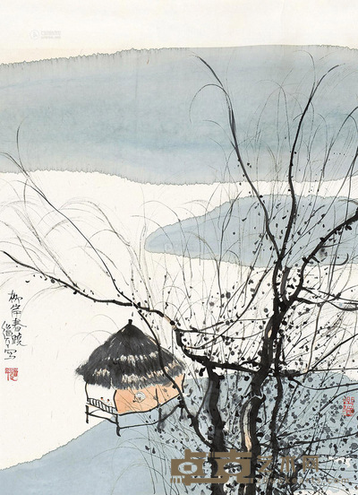 朱道平 柳岸春晓 镜片 60×48cm