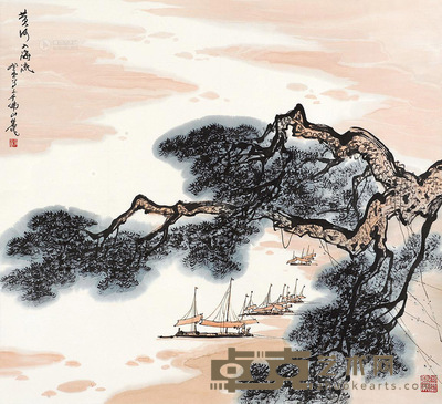 张登堂 黄河入海流 镜片 77×83cm