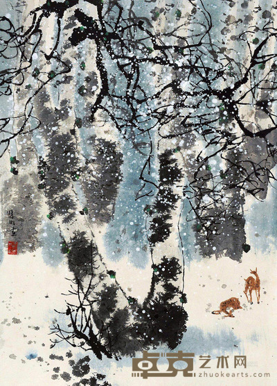 赵准旺 雪景 立轴 89.5×64.5cm