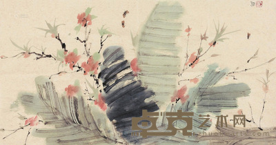 雷苗 花鸟 镜片 69×37cm