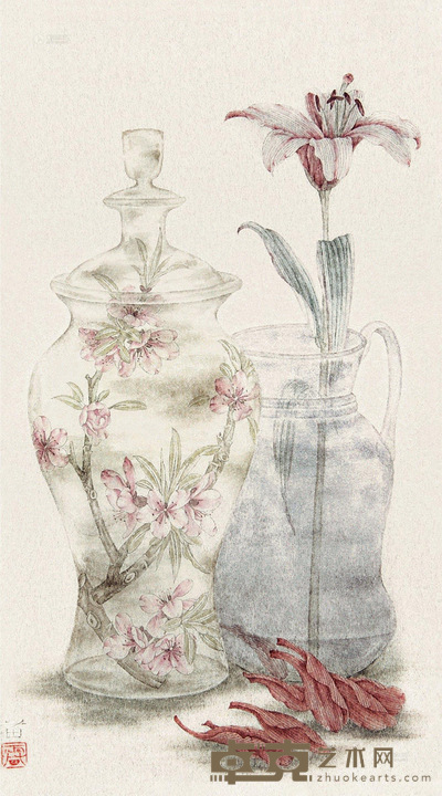 雷苗 瓶花 日本镜片 48×27cm