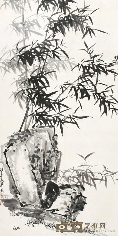 徐国雄 竹石图 立轴 147×75cm