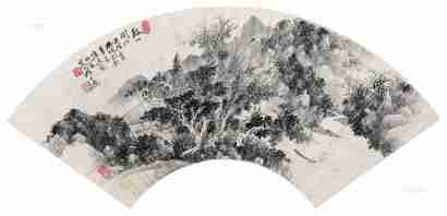 祁大夔 辛卯（1951年）作 溪山闲棹 扇面