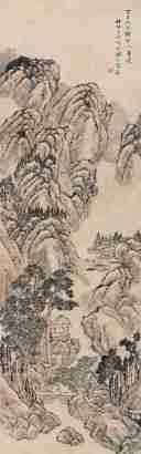 汪昉 丁巳（1857年）作 仿古山水 立轴