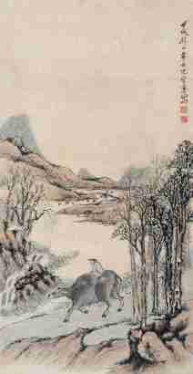 沈宗骞 甲戌（1814年）作 牧牛图 立轴