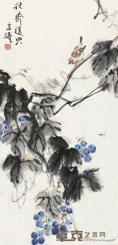 王雪涛 秋斋遣兴 66×32cm