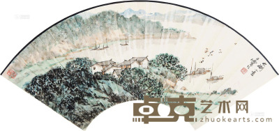宋玉麟 太湖小景 18.5×51cm