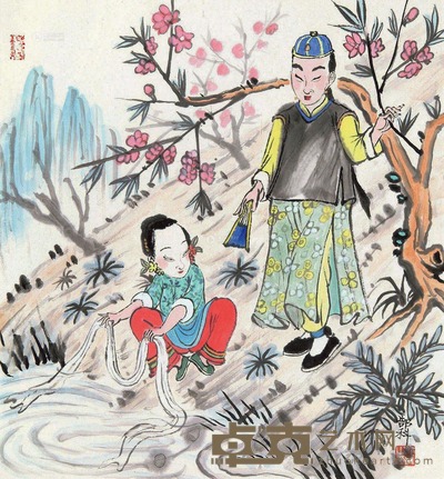 郜科 浣纱图 47×44cm
