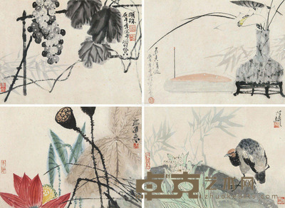 薛亮 花鸟 （四帧） 31×42cm×4