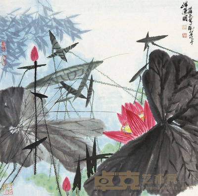 薛亮 清莲图 68×68cm