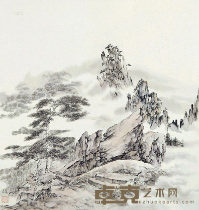 姚媛 松云图 46×44cm
