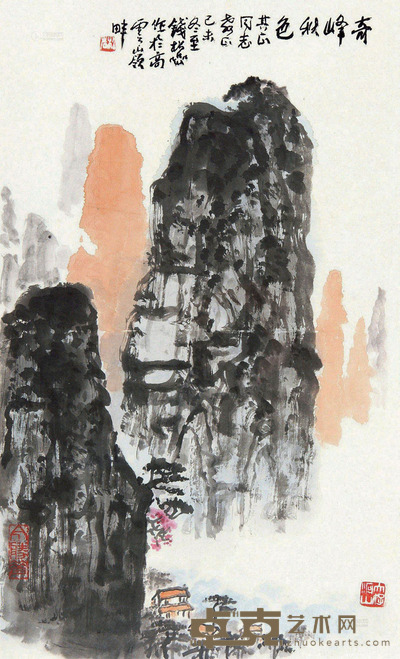 钱松嵒 奇峰秋色 54.5×33cm