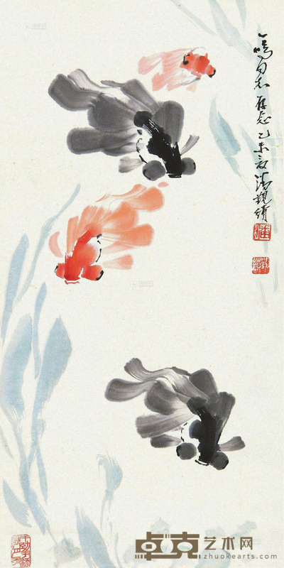 潘觐缋 金鱼 66×33cm