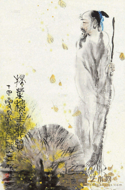 贺成 扫叶楼主龚贤 69×45cm