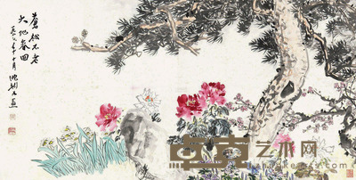 沈彬如 苍松不老大地春回 66×129cm