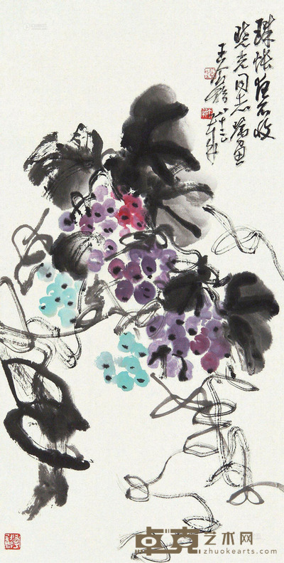 王个簃 珠怅夜不收 69×34.5cm