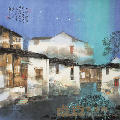 菇峰 水阁幽窗 57×57cm