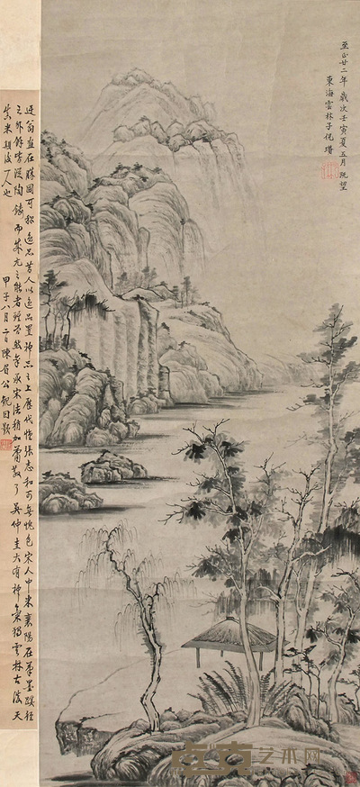 倪瓒 山水 立轴 水墨纸本 96×38cm