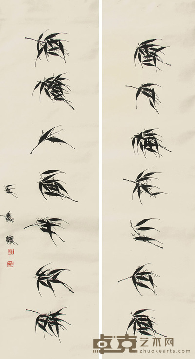 王嘉谟 书法 对联 墨笔纸本 146×40cm×2