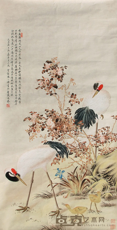 陈之佛 双鹤图 镜片 设色纸本 129×65cm